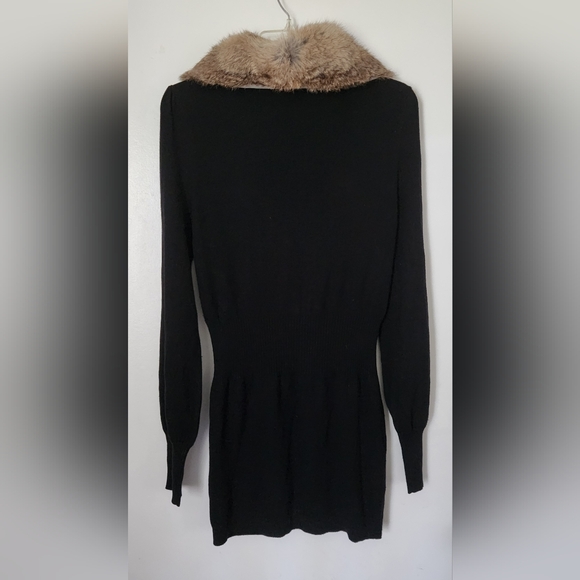 Marciano Fur Collar Cardigan Sweater Black Size Large Removable Collar READ - Picture 3 of 9